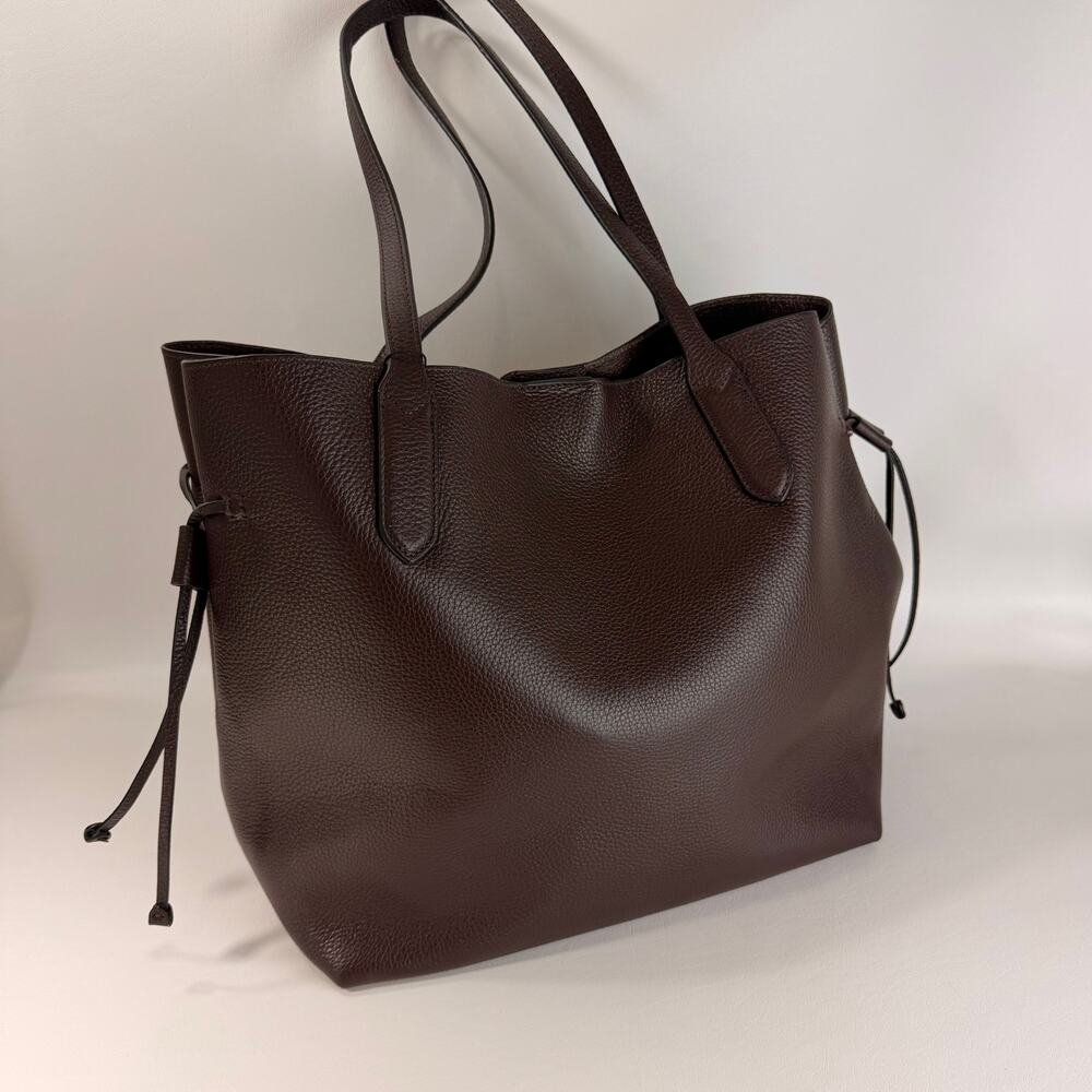 Banana Republic Ruby Red Leather Tote Bag Soft Structure
